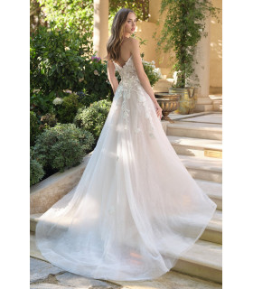 Strapless A-line dress with plunging neckline