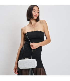 Designer woven bag with top closure