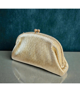 Bolso de mano a rayas con cierre metálico clásico