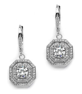 Vintage earrings with cubic zirconia in the center