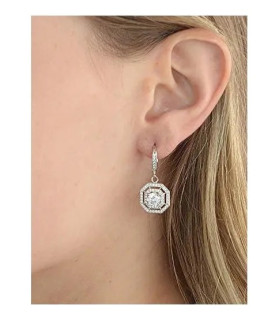 Vintage earrings with cubic zirconia in the center
