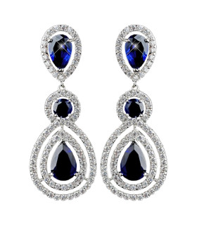 Teardrop-shaped earrings with a border of mini crystals
