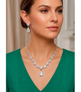 Conjunto de collar y pendientes de cristal en forma de lagrima