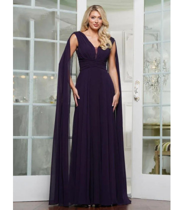Vestido de corte A con mangas tipo capa
