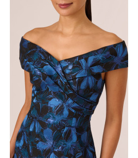 Off-the-shoulder dress with a ruffle at the waist