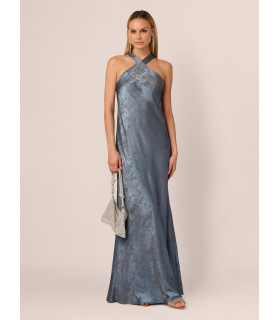 Vestido de sirena metalizado con escote halter