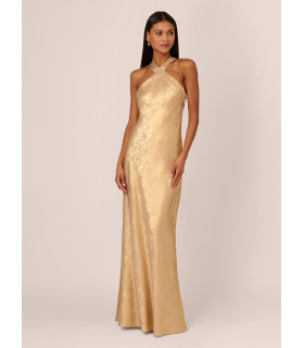 Vestido de sirena metalizado con escote halter