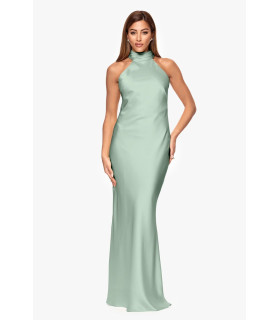Satin dress with high neck and bow