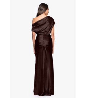 Satin Drop Shoulder Floor Length Dress