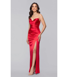 Strapless dress with leg slit