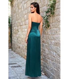 Vestido sin tirantes con abertura en la pierna