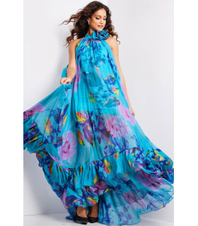 Vestido estampado sin mangas con cuello alto