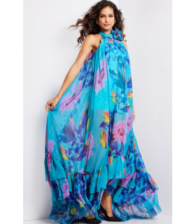 Vestido estampado sin mangas con cuello alto