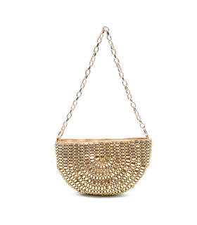 Crescent-shaped bag with beads and a sophisticated chain strap