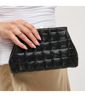 Bolso de mano con patrón de cuadros, decorado con pedrería brillante