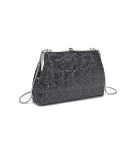 Bolso de mano con patrón de cuadros, decorado con pedrería brillante