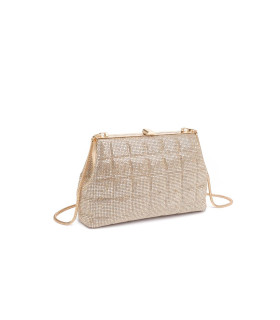 Bolso de mano con patrón de cuadros, decorado con pedrería brillante