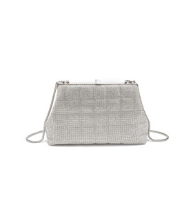 Handbag with a plaid pattern, decorated with sparkling rhinestones