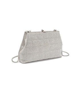 Handbag with a plaid pattern, decorated with sparkling rhinestones