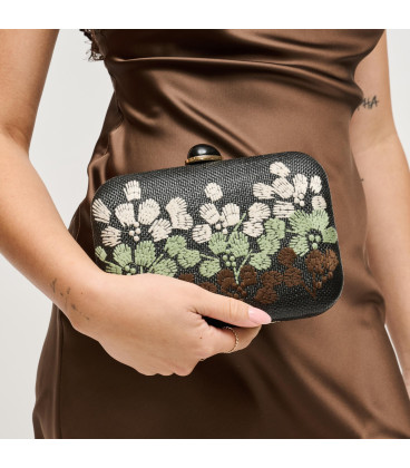 Handbag with embroidered floral detail