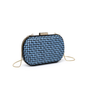 Woven bag with sculpted metal clasp