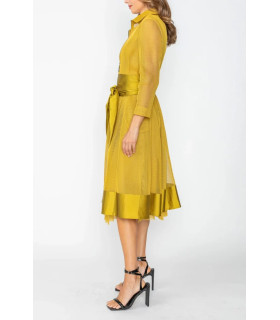 Net princess line waist ribbon belt long jacket