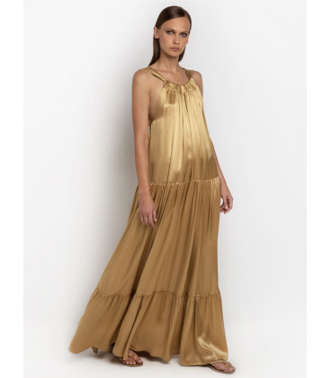 Halter neckline dress with open back