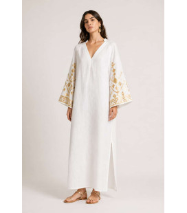 Dress with embroidered bell sleeves