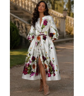 Mikado dress with floral print