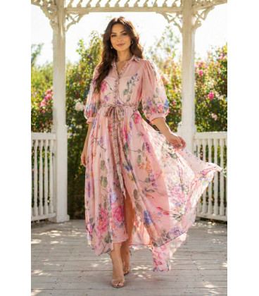 Vestido de organza con mangas abullonadas