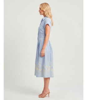 Vestido camisero de rayas con mangas cortas