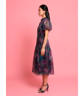 Vestido floral con mangas abullonadas