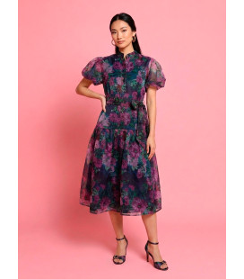 Vestido floral con mangas abullonadas