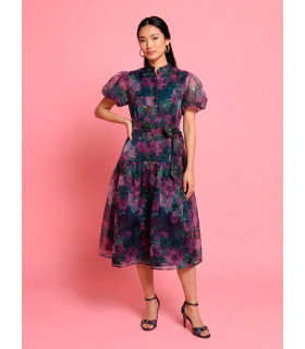 Floral dress with puff sleeves