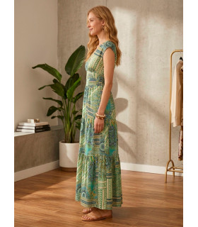 Vestido estampado con escote en V