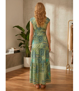 Vestido estampado con escote en V