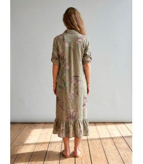 Shirt-style tunic with botanical print