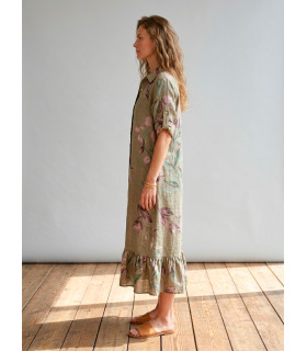 Túnica tipo camisero con estampado botánico