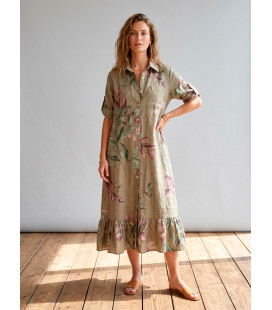 Túnica tipo camisero con estampado botánico