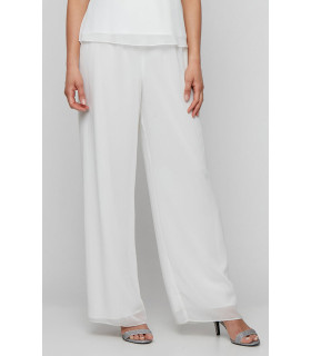 Silky Chiffon Straight-Leg Pant