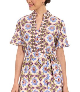 Vestido estampado de manga corta