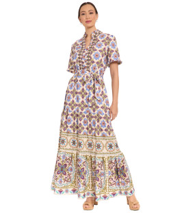 Vestido estampado de manga corta