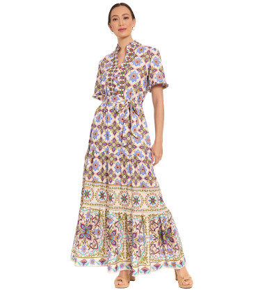 Vestido estampado de manga corta