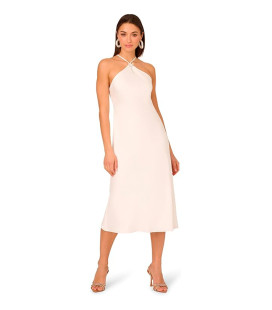 Satin halter neck midi dress