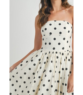 Polka dot strapless dress