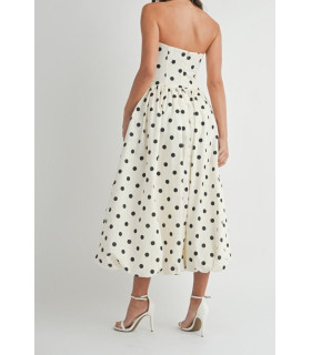 Polka dot strapless dress