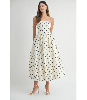 Vestido strapless de lunares
