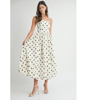 Vestido strapless de lunares