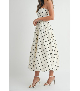 Polka dot strapless dress