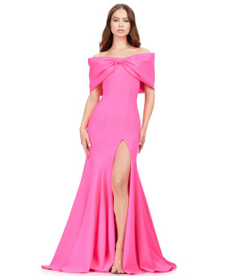Vestido off shoulders con diseño de lazo
